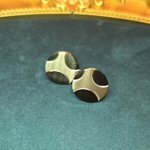 Silver and Black Stainless Steel Cuff Links Brand New